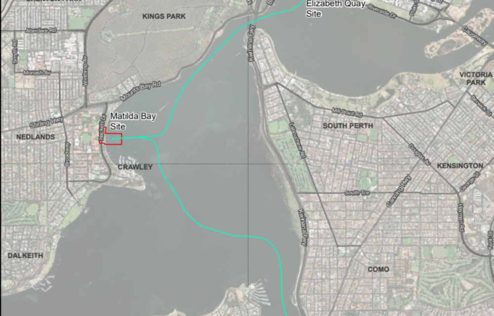 A conceptual layout of new ferry infrastructure and terminals planned across three sites in Western Australia for an expanded public transport network