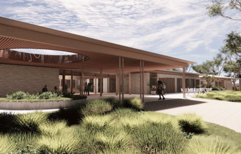 Render of a new mental health rehabilitation facility in the Hunter region, featuring secure units, therapy areas and landscaped outdoor spaces